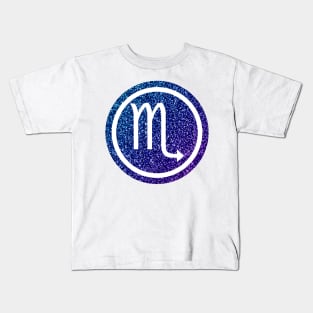 Blue Purple Glitter Zodiac - Scorpio Kids T-Shirt